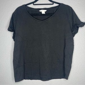 H&M Black v neck ruffle tank- M